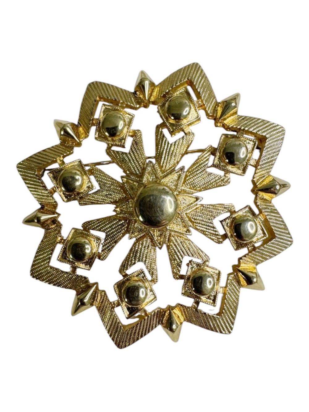Monet Gold Plated Starburst Brooch Pin Geometric Vintage 1960’s Signed